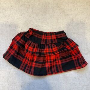 DORI Creations Chic Red and Black Plaid Kids Skirt